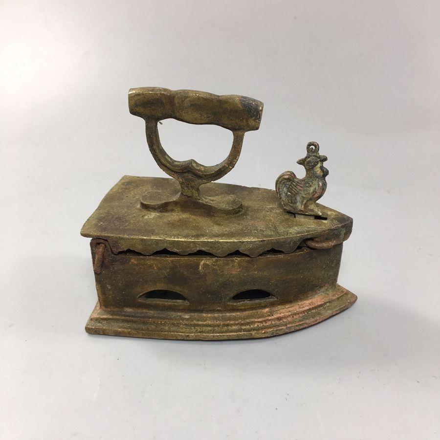 古玩杂项铜器民国公鸡熨斗复古怀旧物件家居工艺品仿古摆件铜熨斗