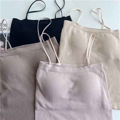 大小姐 日单高弹真丝柔软舒适y防走光免穿文胸乳胶吊带打底背心夏