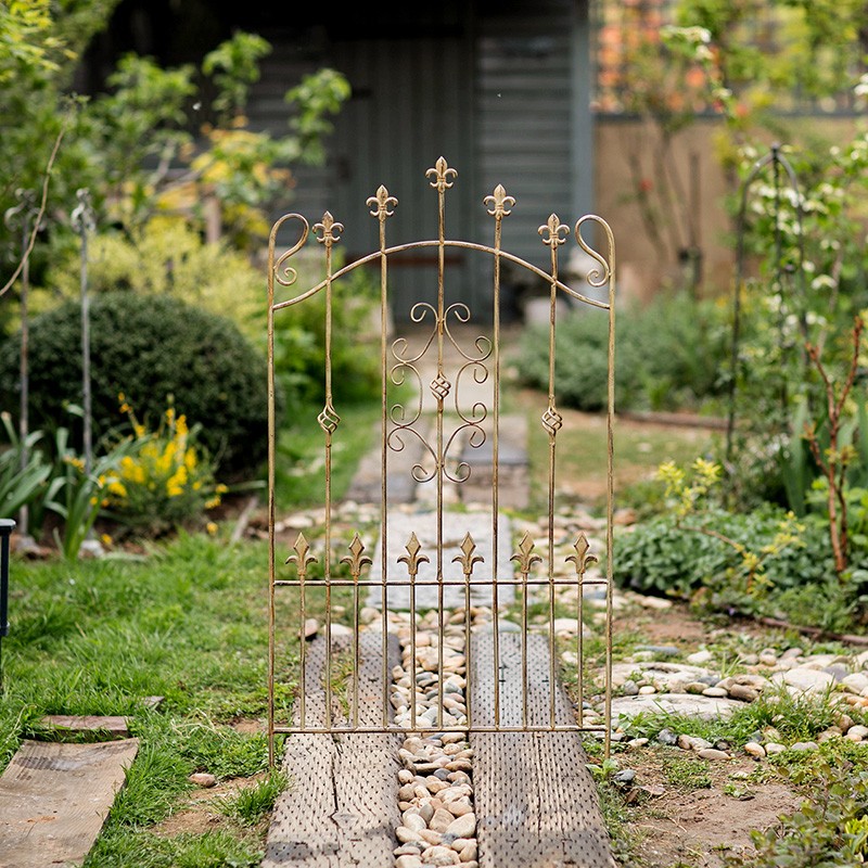 复古铁艺爬藤架庭院篱笆屏风隔断铁线莲花M架攀爬支架欧式园艺装
