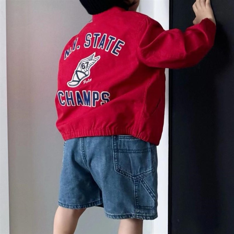 新款儿童春秋男童女童外套水洗牛仔RL夹克宝宝洋U气时髦童装潮牌