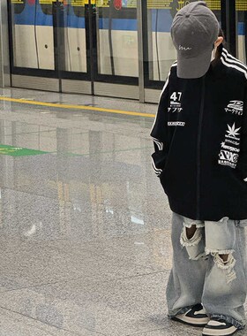 男童夹克外套秋款2024新款w秋装洋气儿童黑色棒球服男孩帅气衣服