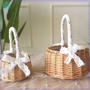 蓝送花童小花童花篮撒花花童撒花花童花篮结婚撒花蓝花瓣戒指篮子