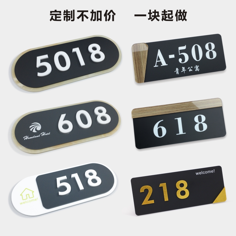 数字房间号门牌贴公寓民宿宾馆酒店宿舍包厢家用号码门牌号定制做