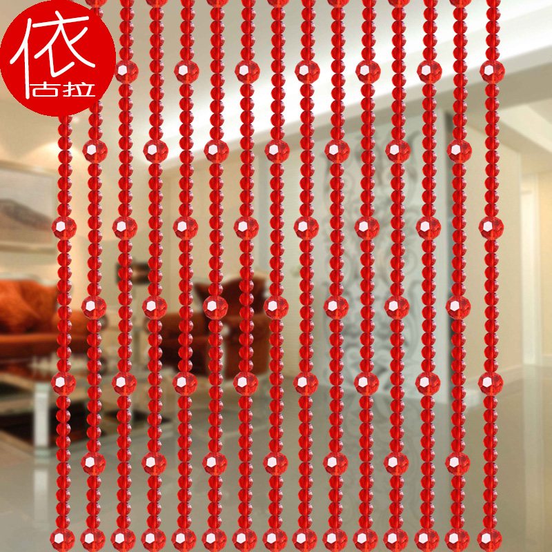 全大红 喜d庆版门帘 新款水晶珠帘 玄关隔断背景墙隔断
