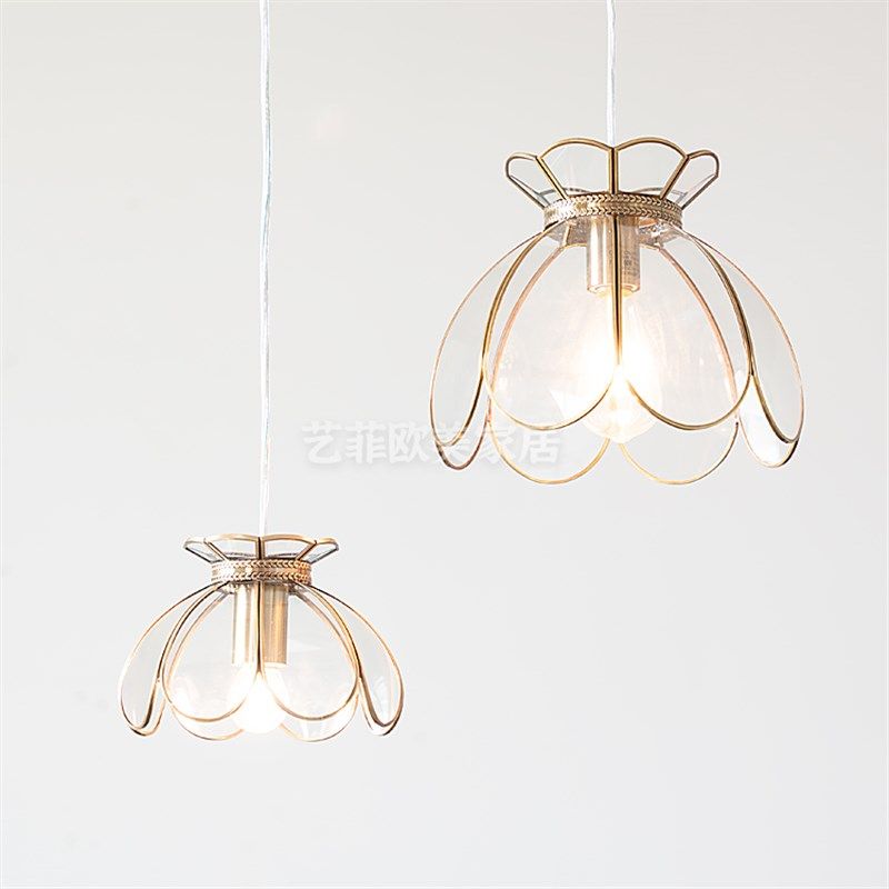 新中式复古莲花黄铜餐厅吊灯文艺吧台岛台咖啡厅卧室床头小吊灯,家装灯饰光源,餐厅吊灯,淘宝优惠券,粉丝福利购,淘宝优惠卷