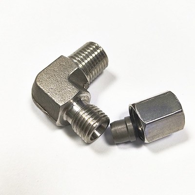 不锈钢304高压直角卡套油压接头直角单卡套高压模锻油管接头1CT9-