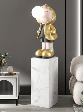 大型男孩客厅装饰落地摆件家居饰品灯轻奢大气大理石乔迁新居礼品