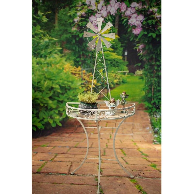 美式乡村复古铁风车小花架 室内户外花园阳台庭院民宿装饰花盆架