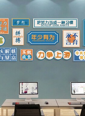网红励志标语背景墙贴工作办公室墙面装饰公司企业文化墙布置贴画