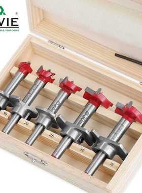 红色木工开孔器定位钻头圆形塑料木板门合金钨钢打孔钻打洞挖孔