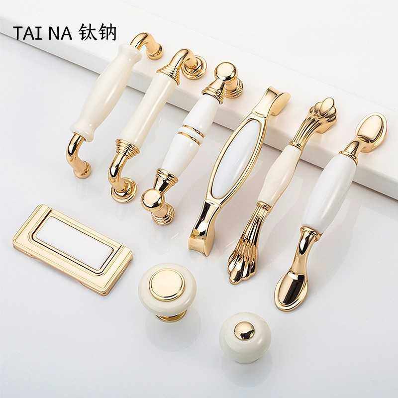 钛钠五金衣柜门陶瓷拉手欧式白色橱柜门把手北欧抽屉简约厨柜子小