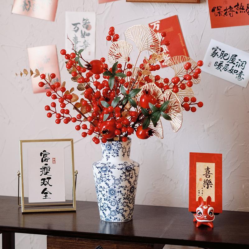 发财果仿真花乔迁新居抱抱桶花束花瓶摆件客厅插花年宵花假花摆设图片