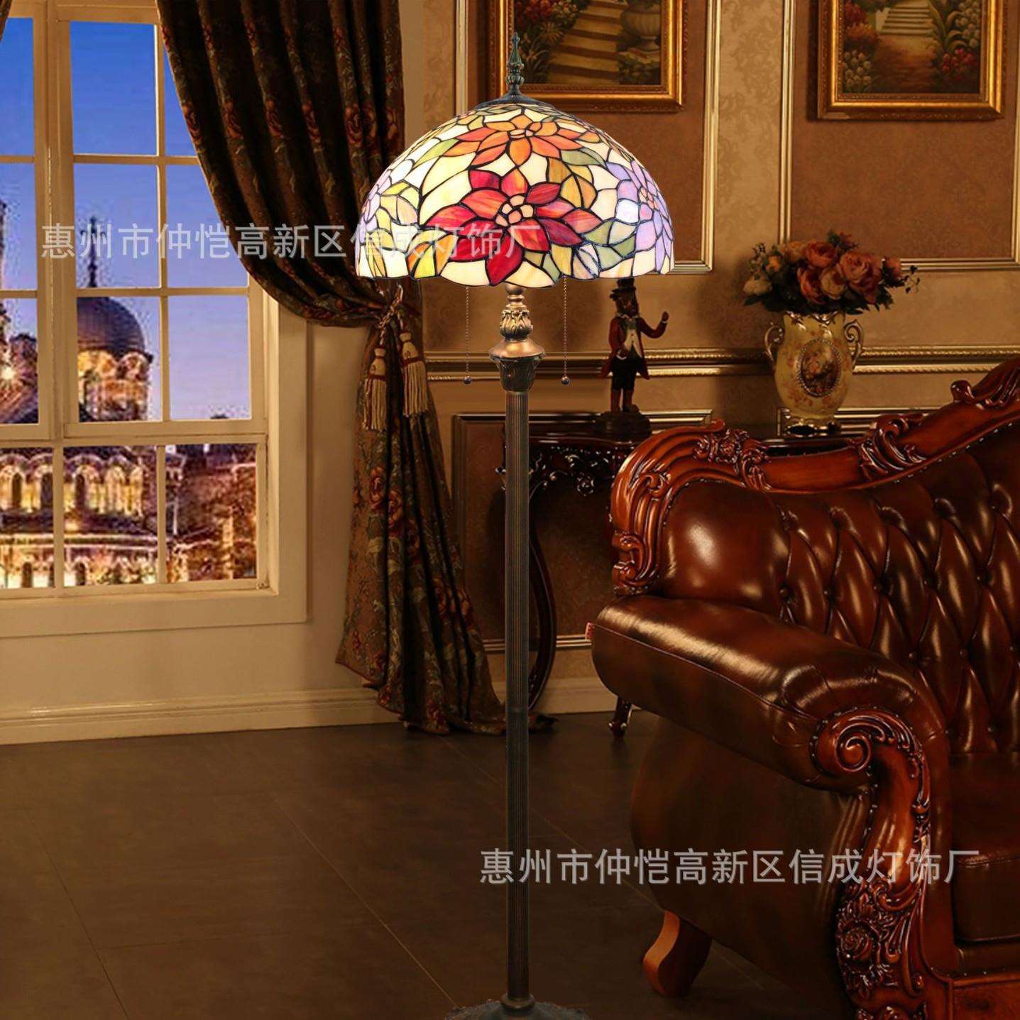 蒂凡尼玫瑰花站立灯巴洛克古典餐厅卧室别墅高档酒吧荷花落地灯