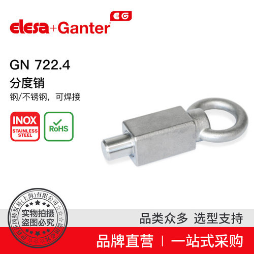 Elesa Ganter伊莉莎冈特 GN 722.4 分度销 钢/不锈钢 可焊接
