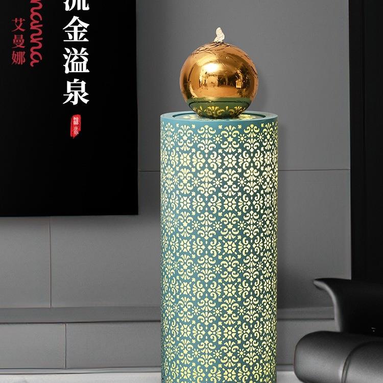 现代简约流水摆件圆球客厅电视柜落地喷泉循环水居家饰品