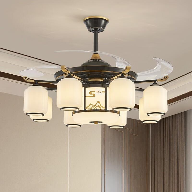 新中式吊灯客厅灯中国风大气风扇餐厅卧室吸吊低户型家用包间超亮