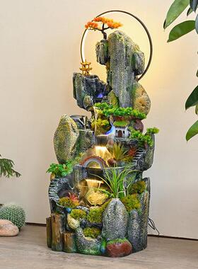 流水生财摆件循环水客厅玄关假山装饰店铺开业乔迁送礼招财风水轮