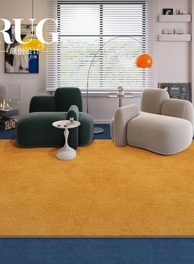 RUG原创设计 黄色包豪斯地毯客厅轻奢高级覆古多巴胺沙发免洗地垫