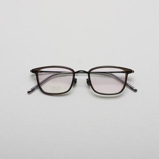 日式 男纯钛眼镜架超轻11g 美学46mm小瞳距方框眼镜高度近视眼镜框