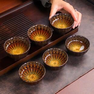 功夫茶小茶杯6祇茶盏茶碗陶瓷套装家用窑变建盏茶具品茗杯主人杯