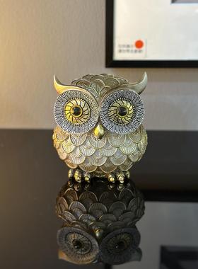 工位情绪稳定器猫头鹰摆件 办公桌面招财工位装饰高级感家居客厅
