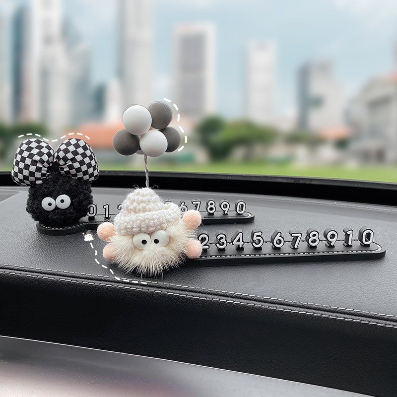 小煤球临时停车号码牌创意个性可爱车载挪车电话牌手机V移车卡202