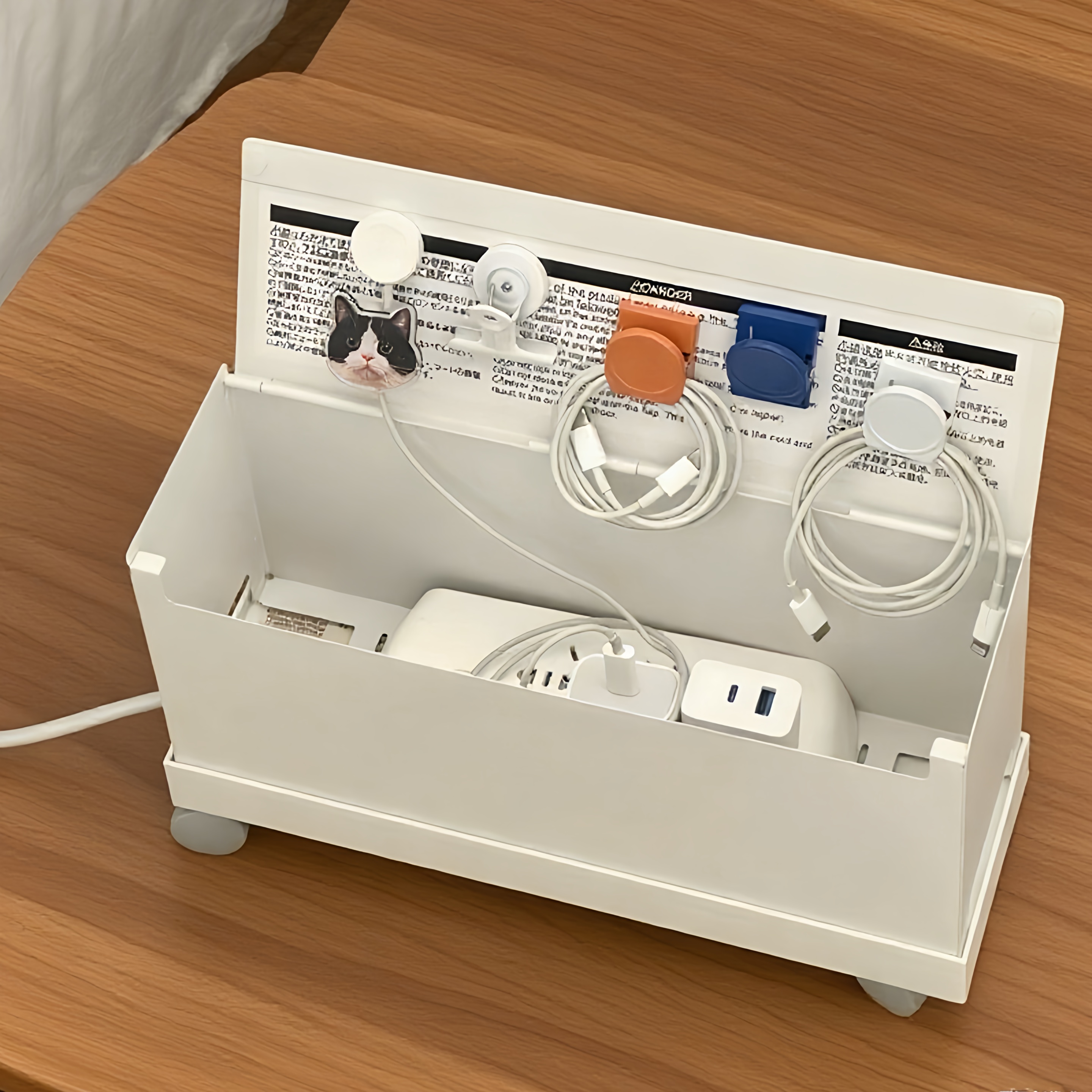 数据线充电器收纳盒桌面插排插座多功能便携防水大容量家用理线盒