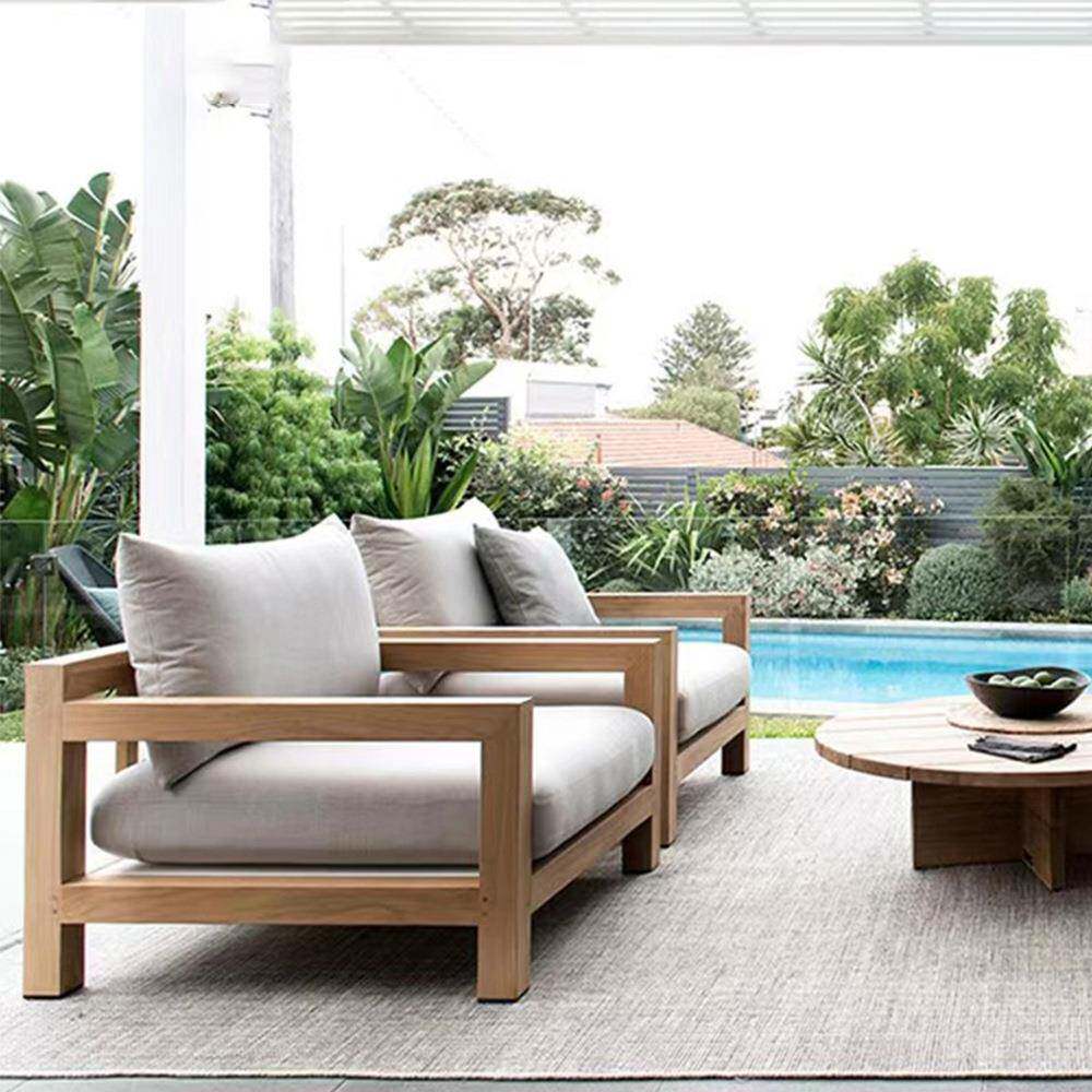 户外柚木创意沙发酒店室外沙发沙滩庭院别墅家具防腐实木茶几组合