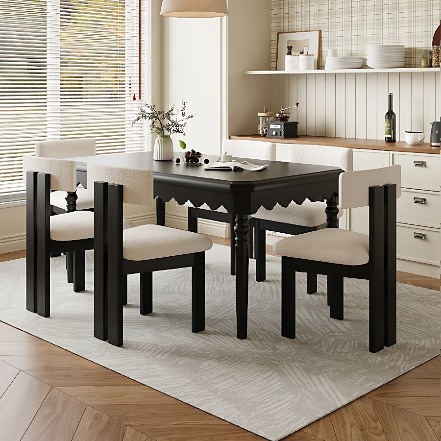 白蜡木全实木餐桌椅法式复古小户型美式简约家用长方形西餐桌工厂