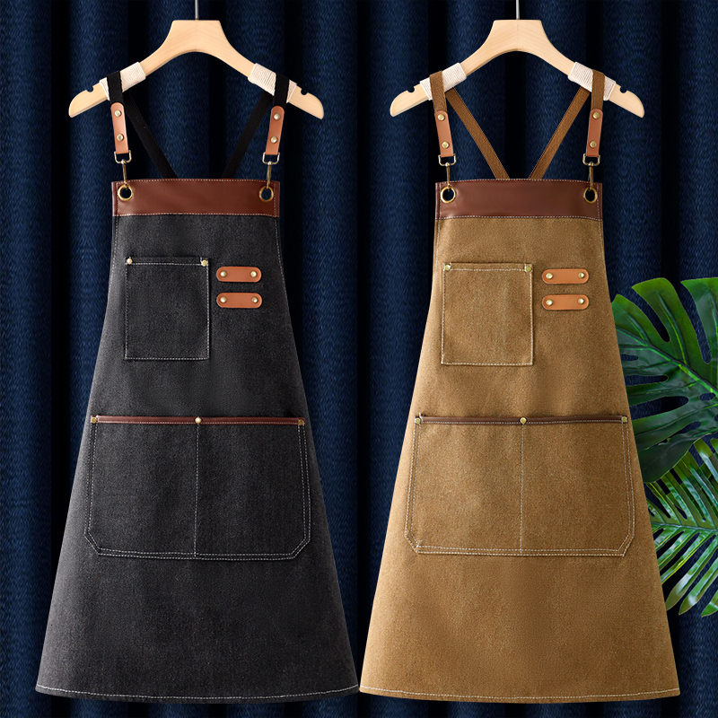 咖啡店围裙厨房家用2024新款w网红夏季男定制logo印字做饭工作服