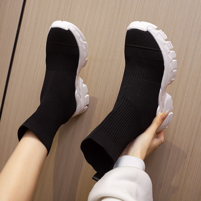 超火袜子鞋女f2022春秋新款休闲女鞋高帮运动弹力短靴时尚单鞋女