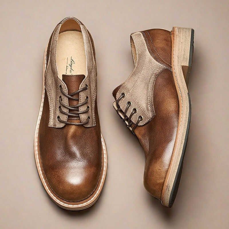 美式手工真皮复古休闲工装伞兵大头皮鞋男士头层牛皮圆头低帮透气,流行男鞋,工装鞋,淘宝优惠券,粉丝福利购,淘宝优惠卷