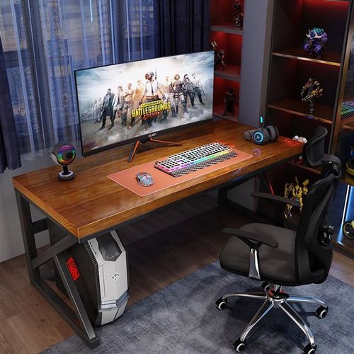 实木台式电脑桌简约家用长条办公桌工作台双人小型学习桌电竞桌子