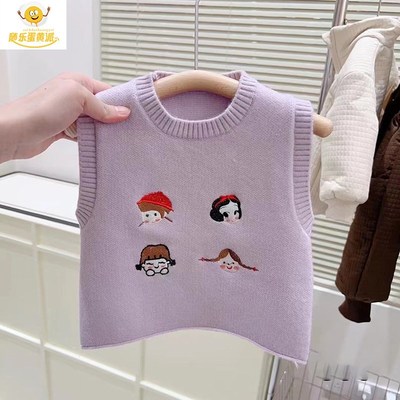 女童毛衣马甲背心宝宝春秋新款婴儿童针织小背心毛线外穿内搭洋气