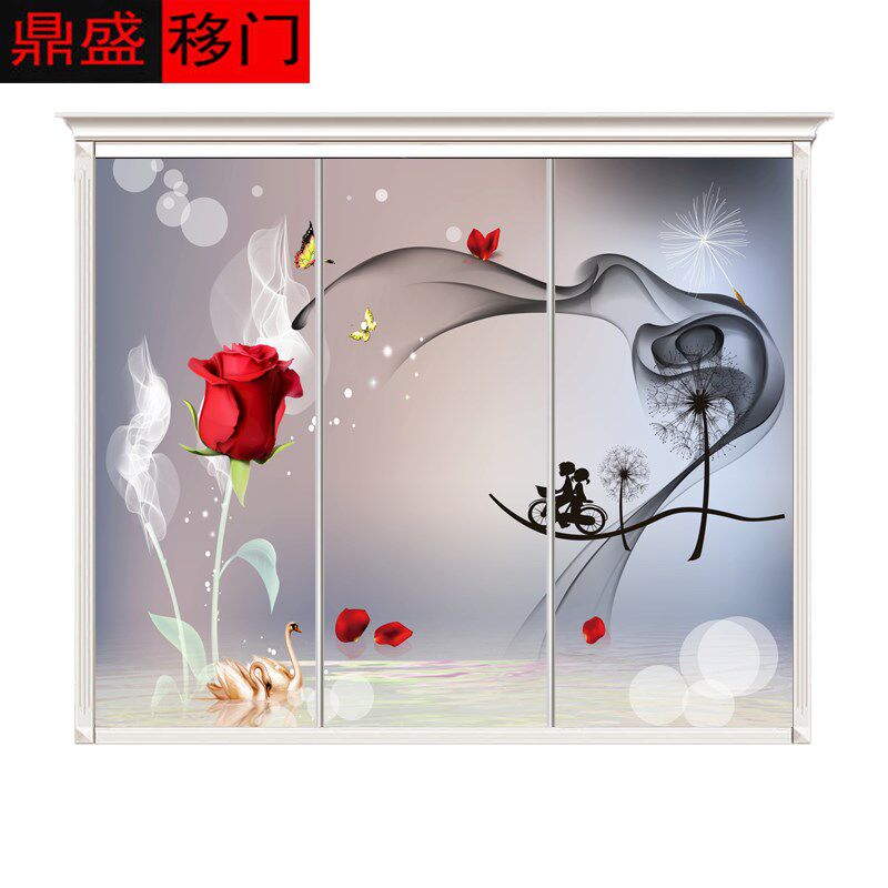 定制钢化玻璃衣柜移门现代衣橱推拉门壁柜滑M动门定做衣帽间柜门2