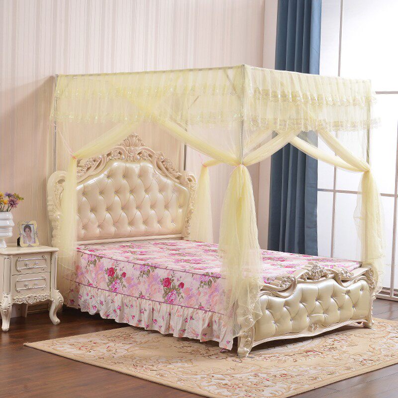 加厚不锈钢落地式宫廷1.2583米三开门落地式方顶公主单门家用蚊帐