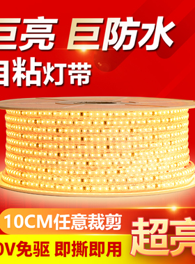 灯带led灯条10lcm可剪防水自粘220V客厅家用吊顶线形灯线条灯