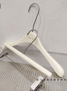 服装店专用衣架米白色高温烤漆衣架女装实木衣架裤挂裤架LOGO定制