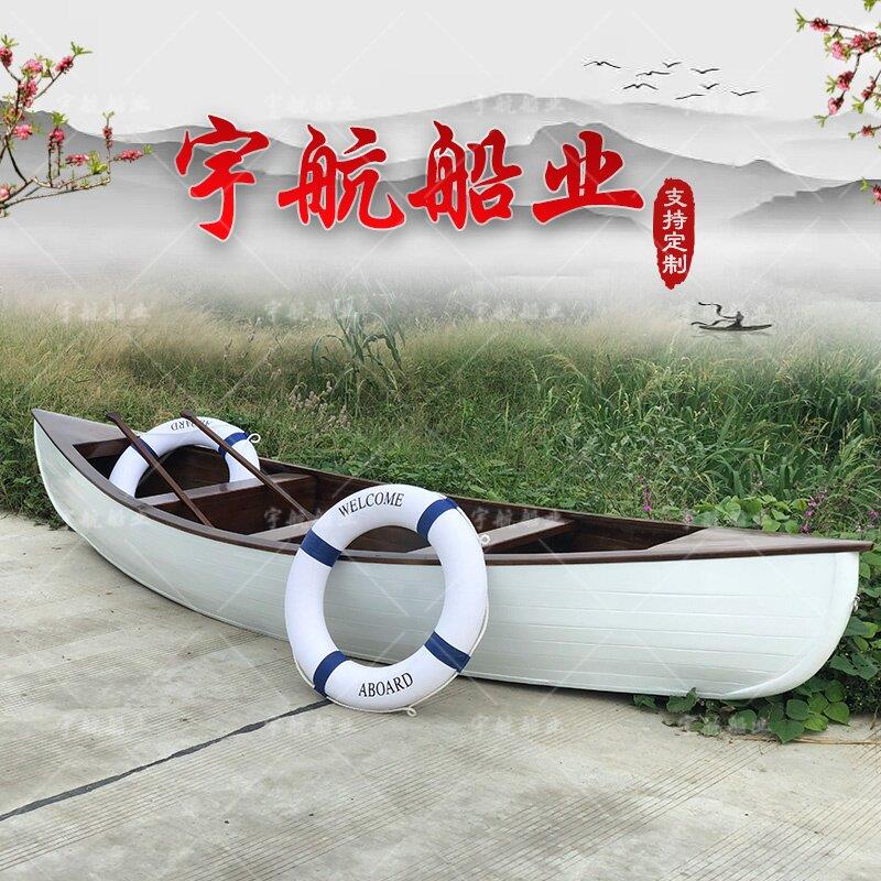 欧式摄影实木水上装饰小木船景观花船舞台道具船手划船厂家直销
