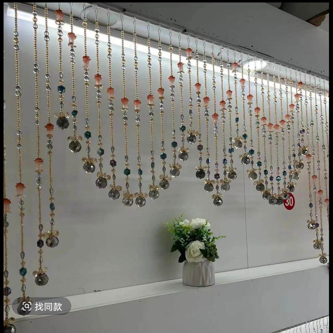 新款鸿运当头富贵平安珠帘门帘水晶珠帘桃心门帘结婚遮光招财