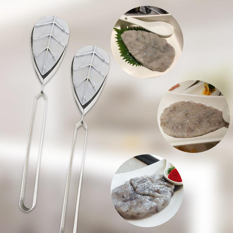 创意海底捞火锅店树叶虾滑模具叶子虾滑餐具不锈钢装盘器可定做