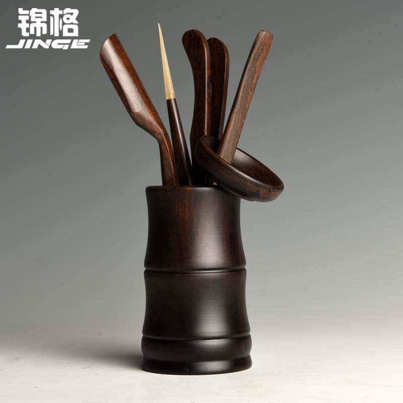 黑檀木茶道六君子套装实木茶道茶夹杯夹茶针茶匙功夫茶具配件包邮