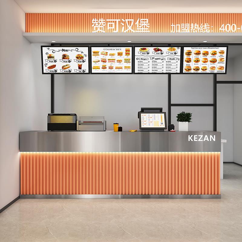 餐饮店吧台奶茶店咖啡馆收银台前台不锈钢台面接待台*
