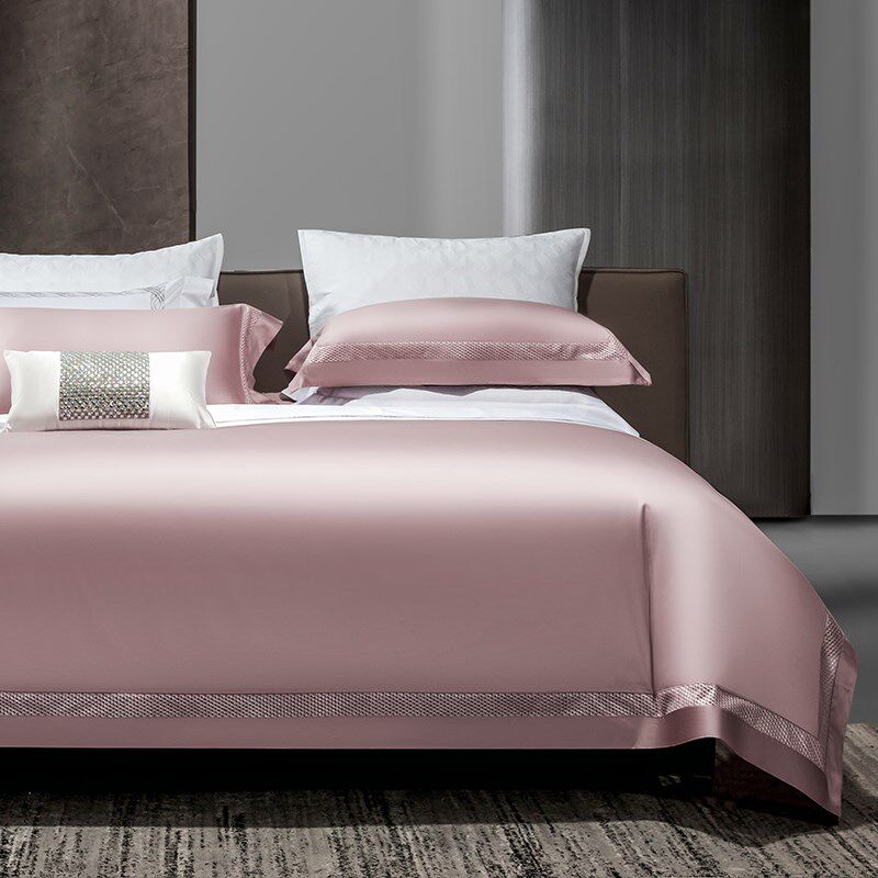 欧式简约b180支全棉床上用品四件套高档奢华纯色提花纯棉床单被套