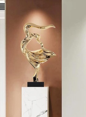 现代轻奢样板房客厅装饰摆件落地创意大型酒店玄关抽象雕塑艺术品