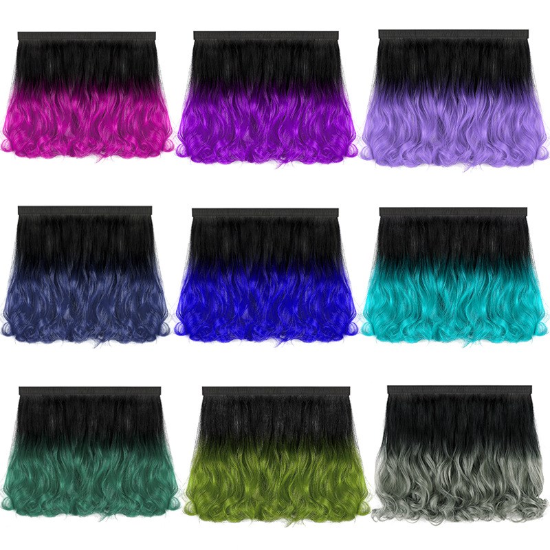 潮流可拆卸假发帽渐变色挑染长卷发时尚女士帽子假发外贸厂家现货