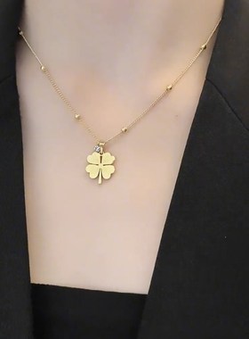 轻奢小众镶钻金色花朵项链设计感小众女锁骨链简约百搭颈链配饰潮