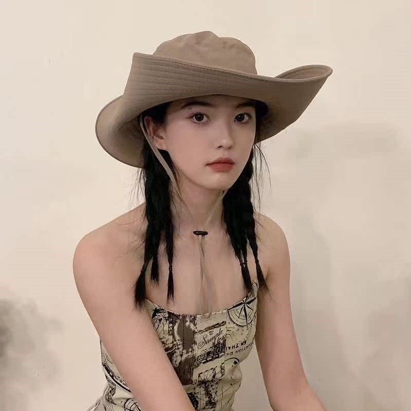 渔夫帽女夏季防晒帽子遮阳帽男户外露营登山帽西部牛仔帽