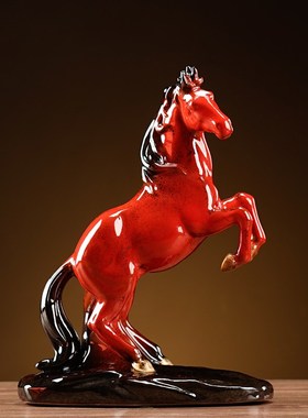 马到成功摆件陶瓷红色马工艺品家居客厅玄关酒柜装饰品创意招财马