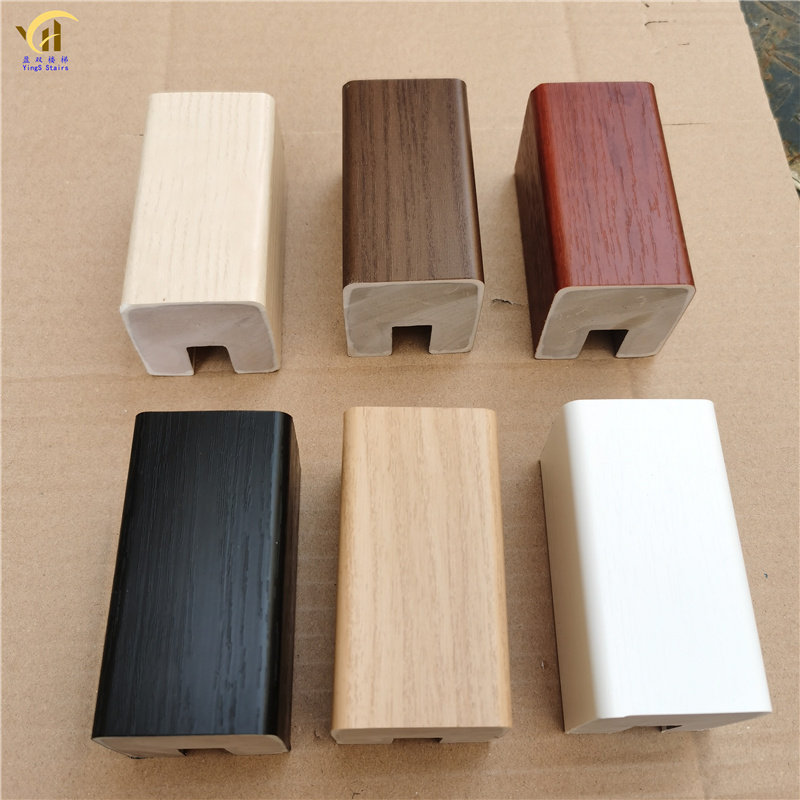 高分子开放漆热弯pvc木纹塑木扶手玻璃卡槽现代简约弯弧楼梯扶手